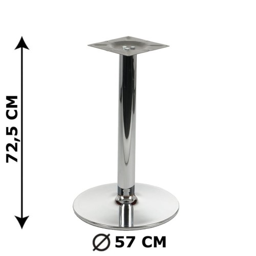 Metalowa, chromowana podstawa stołu/stolika NY-B005  - zdjęcie z wymiarami.