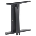 Metalowy stelaż biurka/stołu NY-A205 w kolorze czarnym - widok nogi stelaża z otwartym kanałem kablowym z boku.