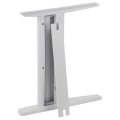 Metalowy stelaż biurka/stołu NY-A205 w kolorze białym - widok nogi stelaża z otwartym kanałem kablowym z boku.