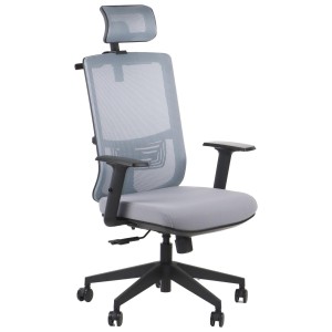 OUTLET - Ergonomiczne krzesło biurowe obrotowe NOTUS F/M szary/szary, oparcie siatkowe