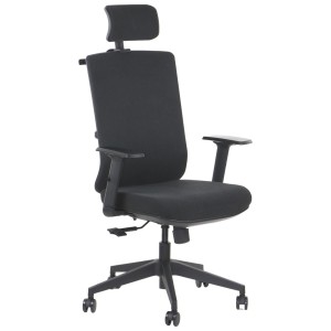 OUTLET - Ergonomiczne krzesło biurowe obrotowe NOTUS F/F czarny/czarny , oparcie tkanina