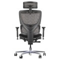 Krzesło obrotowe ErgoNew S1A(2) z zagłówkiem i podłokietnikami, kolor czarny - widok od tyłu.