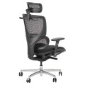 Krzesło obrotowe ErgoNew S1A(2) z zagłówkiem i podłokietnikami, kolor czarny - widok od tyłu.