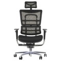 Krzesło obrotowe ErgoNew S8(2) z zagłówkiem i podłokietnikami, kolor czarny - widok od przodu.
