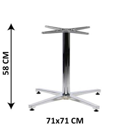 Aluminiowa podstawa stolika SH-7700/L/A z dokładnymi wymiarami.