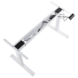 OUTLET - Dwusilnikowy stelaż metalowy biurka (stołu) z elektryczną regulacją wysokości, elektryczny, UT04E-3T, kolor biały - noga 3-segmentowa