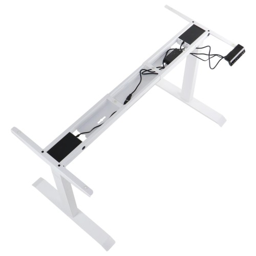 Metalowy stelaż dwusilnikowy UT-04E w kolorze białym z elektryczną regulacją wysokości – widok z góry.