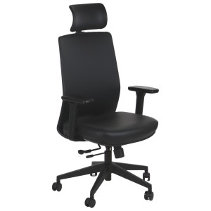 OUTLET - Krzesło biurowe obrotowe CUTLER skóra ekologiczna, czarna