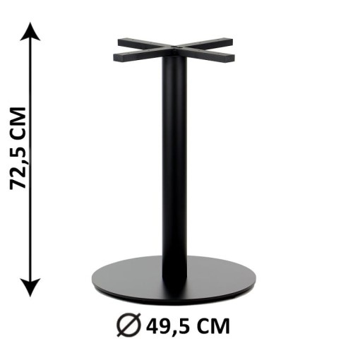 Metalowa podstawa do stołu SH-5001-7 w kolorze czarnym z dokładnymi wymiarami.