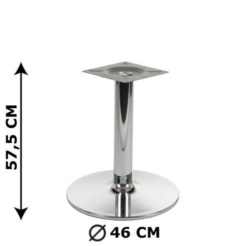 Metalowa, kawowa, chromowana podstawa stołu/stolika NY-B005 - zdjęcie z wymiarami.