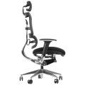 Krzesło obrotowe ErgoNew S8 z zagłówkiem i podłokietnikami, kolor czarny - widok z boku.